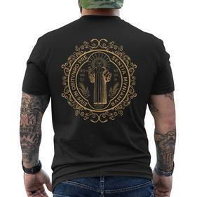 Heiliger Benedikt Katholisches T-Shirt mit Rückendruck - Seseable De