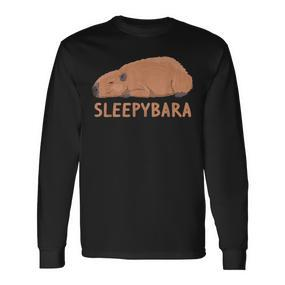 Capybara Sleepybara Sleep Capybara Langarmshirts - Seseable De