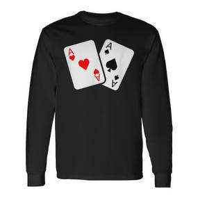 Card Game Spades And Heart As Cards For Skat And Poker Langarmshirts - Seseable De