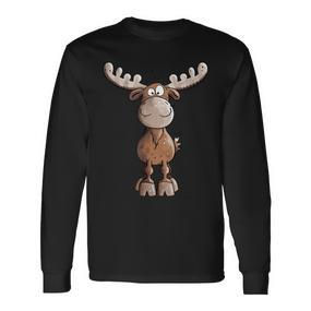 Crazy Elk I Deer Reindeer Fun Animal Motif Langarmshirts - Seseable De