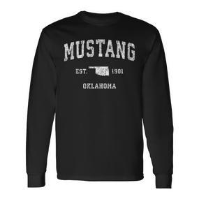 Mustang Oklahoma Ok Vintage Style Langarmshirts - Seseable De