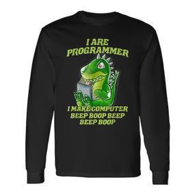 I Are Programmer T-Rex Dinosaur Nerd Dino Programmer Langarmshirts - Seseable De