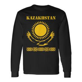 Republic Of Kazakhstan Qazaqstan Kazakhstan Kazakh Flag Langarmshirts - Seseable De