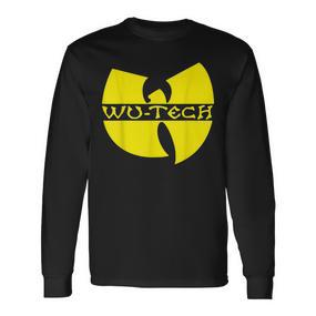 Schwarzes Wu-Tang Logo Langarmshirts, Hip-Hop Fanbekleidung - Seseable De