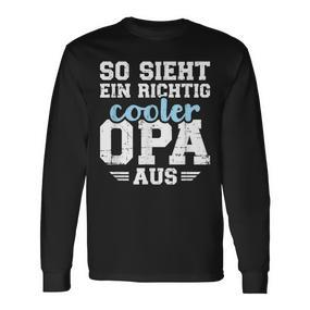 With So Sieht Ein Richtig Cooler Opa German Text Black Langarmshirts - Seseable De
