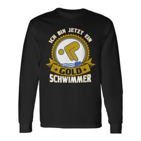 Swimming Badge Ich Bin Jetzt Ein Gold Swimmer Swimming Langarmshirts - Seseable De