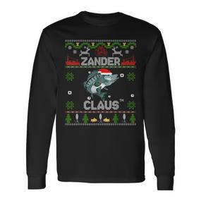 Zander Claus Christmas Jumper For Fishermen Christmas Langarmshirts - Seseable De