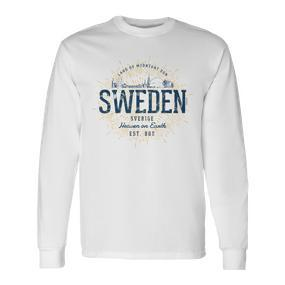 Sweden Retro Style Vintage Sweden White S Langarmshirts - Seseable De