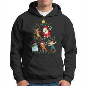 Dabbing Santa Elf Santa Reindeer Xmas Short Sleeve Black Hoodie - Seseable De
