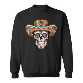 Dia De Los Muertos Carnival Mexican Head Sugar Skull Sweatshirt - Seseable De