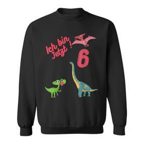 Dinosaurier Kinder Geburtstagsshirt 'Ich bin jetzt 6 Jahre alt' Sweatshirt - Seseable De
