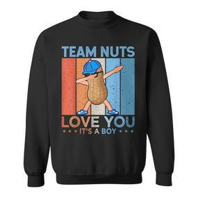 Gender Reveal Team Nuts Team Boy Retro Vintage Sweatshirt - Seseable De