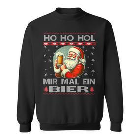 Ho Ho Hol Mir Mal Ein Bier Santa Christmas Black Sweatshirt - Seseable De