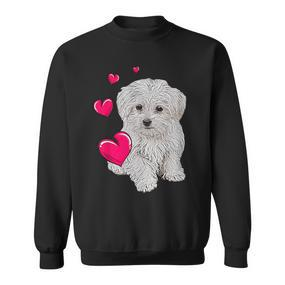 Maltese Dog And Heart Dog Sweatshirt - Seseable De
