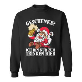 Men's Ich Bin Nur Zum Trinken Hier Christmas Black Sweatshirt - Seseable De