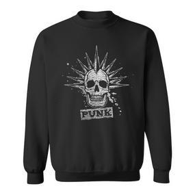 Punk Music Retro Punk Rock Motif Skull Skeleton Skull Sweatshirt - Seseable De