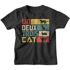 Un Deux Trois Cat French Word Game Cat Kinder Tshirt - Seseable De