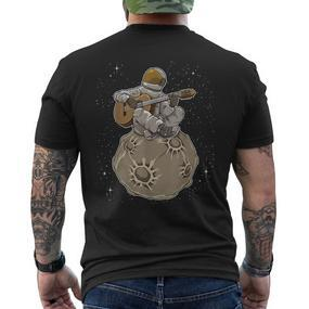 Astronaut Plays Guitar Spaceman Guitarist Explorer T-Shirt mit Rückendruck - Seseable De