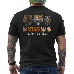 Bärtigermann Alles In Einem Bär Tiger Viking Man T-Shirt mit Rückendruck - Seseable De