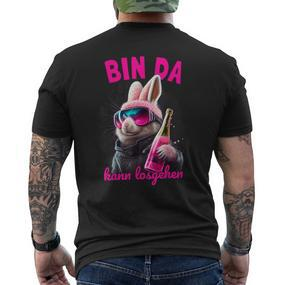Bin Da Kann Losgehen Bunny Party T-Shirt mit Rückendruck - Seseable De