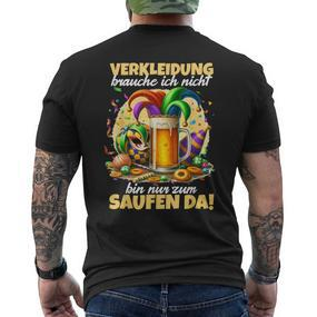 Bin Nur Zum Saufen Da Karne German Language T-Shirt mit Rückendruck - Seseable De