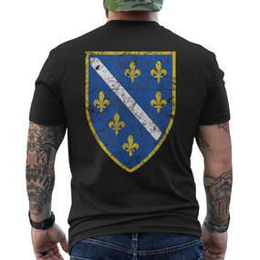 Bosnia Crest Grunge Flag Bosnia T-Shirt mit Rückendruck - Seseable De