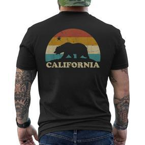 California Retro Vintage Bear Flag 70S T-Shirt mit Rückendruck - Seseable De