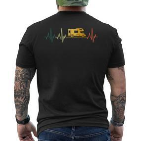Camper Van Heartbeat Retro Camper Ecg Camping Pulse T-Shirt mit Rückendruck - Seseable De