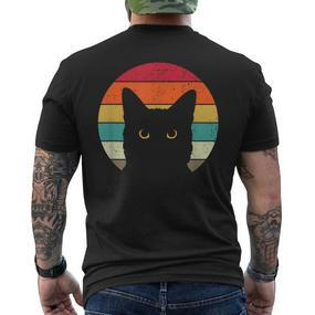 Cat Retro Vintage Cat T-Shirt mit Rückendruck - Seseable De