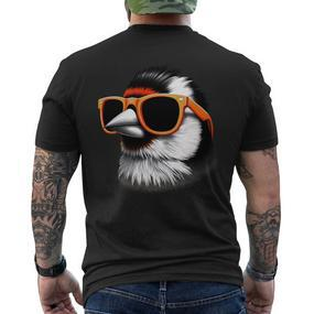 Cooler Goldfinchogel Trägt Sonnenbrille Grafik Kunst T-Shirt mit Rückendruck - Seseable De