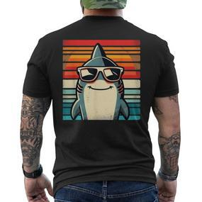 Cooler Retro Hai In Sonnenbrille 70Er 80Er 90Er Lustiger Hai T-Shirt mit Rückendruck - Seseable De