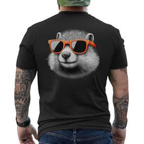Cooles Murmeltier Trägt Sonnenbrille Grafikkunst T-Shirt mit Rückendruck - Seseable De