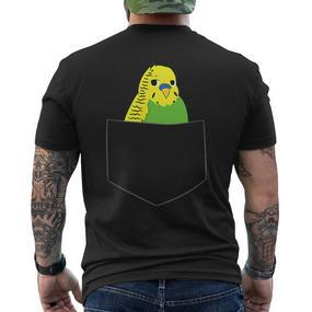 Cute Budgie In Pocket Budgie Bird In Bag S T-Shirt mit Rückendruck - Seseable De