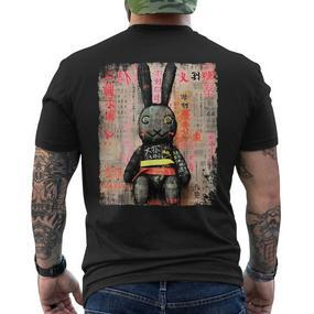 Cyberpunk Rabbit Japanese Futuristic Rabbit Samurei T-Shirt mit Rückendruck - Seseable De