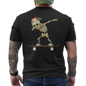 Dabbing Skeleton Skater Black T-Shirt mit Rückendruck - Seseable De