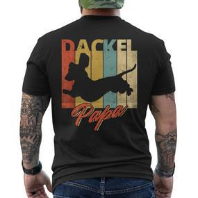 Dachshund Daschel Papa Dachshund Dog Retro Vintage T-Shirt mit Rückendruck - Seseable De