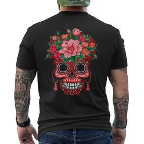 Dia De Los Muertos Valentine's Day T-Shirt mit Rückendruck - Seseable De