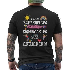 Echte Superhelden Ggehen In Kindergarten Go In Kindergarten T-Shirt mit Rückendruck - Seseable De