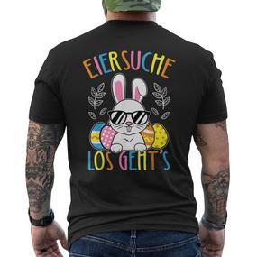 Eiersuche Los Geht's Easter Bunny Easter Eggs Children's T-Shirt mit Rückendruck - Seseable De