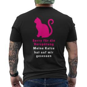 Entschuldigung, Meine Katze Hat auf Mir Gesessen Schwarzes Kurzärmliges Herren-T-Kurzärmliges Herren-T-Shirt, Lustiges Haustier Motiv - Seseable De