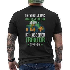 Excuse Das Ich Zu Spät Bin Traktor Trecker Children's Black S T-Shirt mit Rückendruck - Seseable De