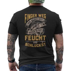 Finger Weg Von Meiner Rute Carp Pike Man Carp Fishing T-Shirt mit Rückendruck - Seseable De