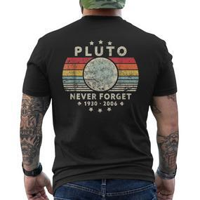 Never Forget Pluto Retro Style Vintage Science T-Shirt mit Rückendruck - Seseable De