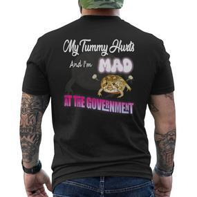 Frosch Meme Kurzärmliges Herren-T-Kurzärmliges Herren-T-Shirt Mein Bauch schmerzt & Ich bin verrückt bei der Regierung - Seseable De