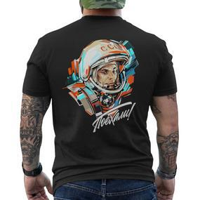 Gagarin Yuri Vintage Sputnik Space T-Shirt mit Rückendruck - Seseable De