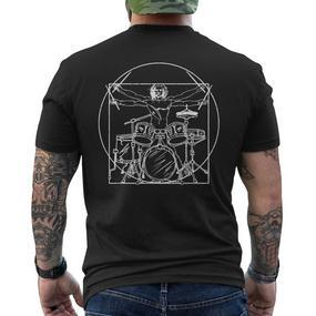 A For A Drummer Da Vinci Drawing T-Shirt mit Rückendruck - Seseable De