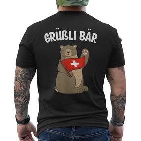 Grüßli Bear  Swiss Grüezi Grizzly Bear T-Shirt mit Rückendruck - Seseable De