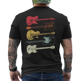 Guitarras Músico Retro Vintage Regalo Camiseta Men's T-shirt Back Print - Seseable De