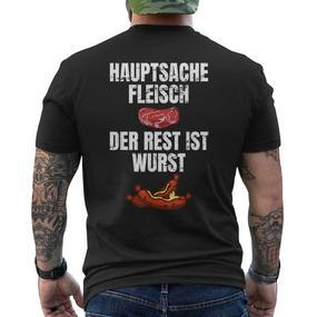 Hauptsache Fleischesser Meat Der Rest Ist Wurst T-Shirt mit Rückendruck - Seseable De