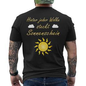Hinter Jeder Wolke Steckt Sonnenschein Motivation Slogan T-Shirt mit Rückendruck - Seseable De